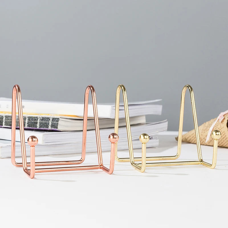 3Pcs Metal Display Easel Stand Holder for Pictures Photos Plates Artwork Tabletop Decorative Dish Frame Home Decor Peaceful Pleasures Health and Wellness