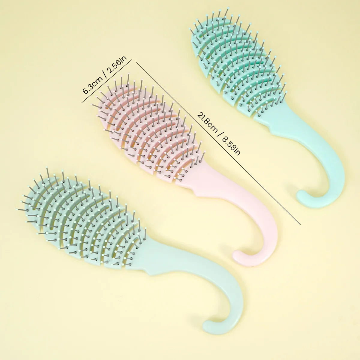 Pastel Vent Hair Brush – Hollow Grid, Hook Handle, Gentle Bristles