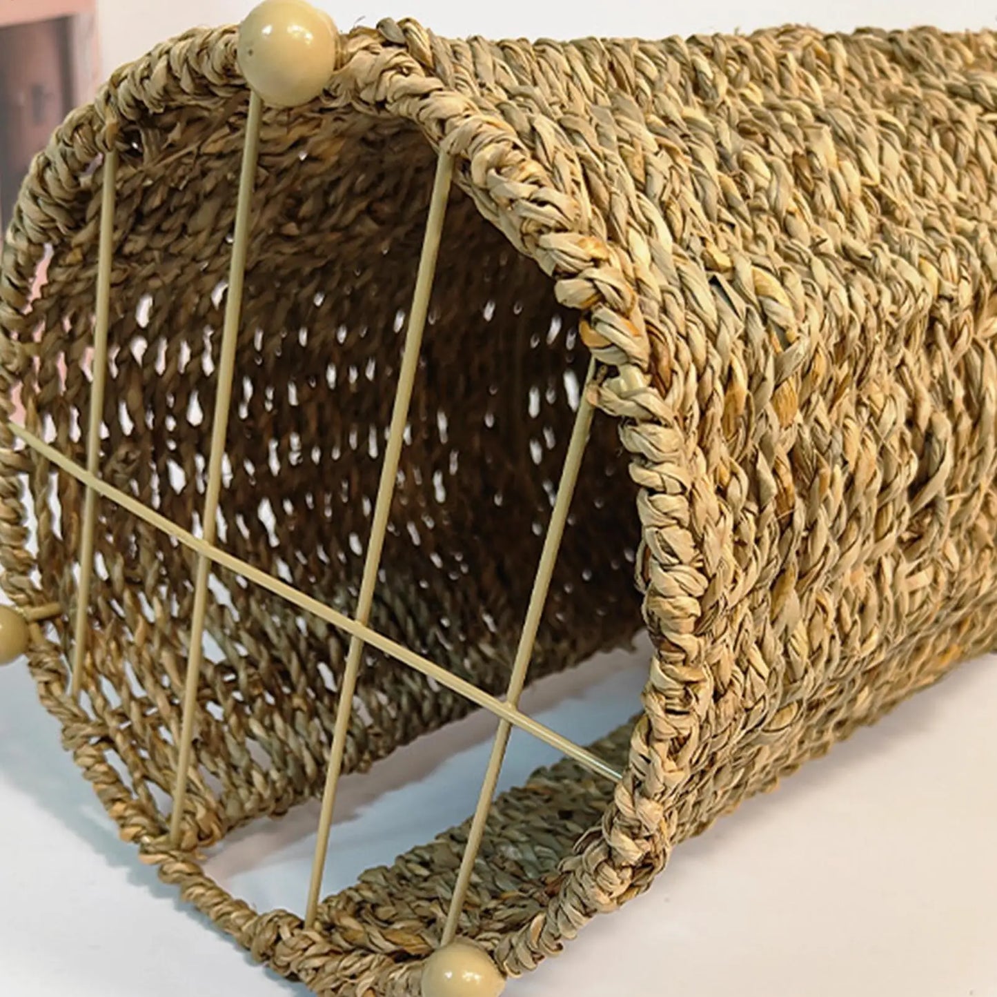 Handwoven Seagrass Toilet Paper Holder Basket with Lid