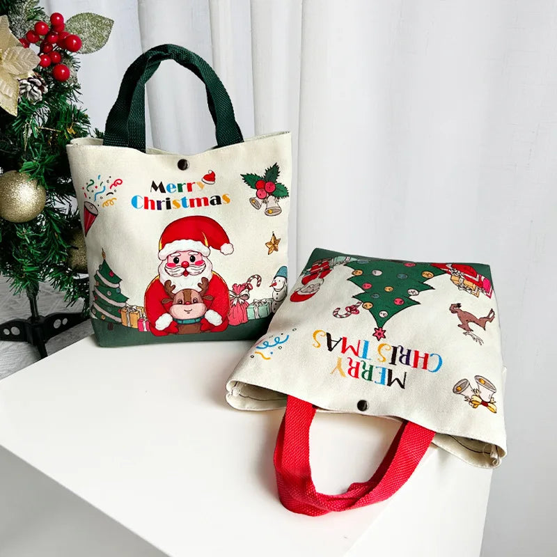 Christmas Canvas Gift Tote Bags | Holiday Candy & Gift Bags