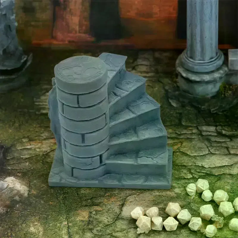 3D Printed Tomb Staircase Terrain for D&D Wargaming Miniatures