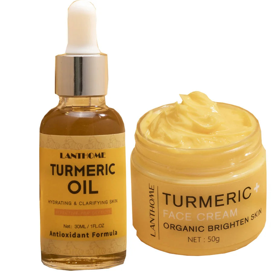 Turmeric Skin Care Set Shrink Pores Moisturizing Whitening Facial Oils Nourish Smooth Face Acne Brightening Cream For Age Spots Peaceful Pleasures Health and Wellness