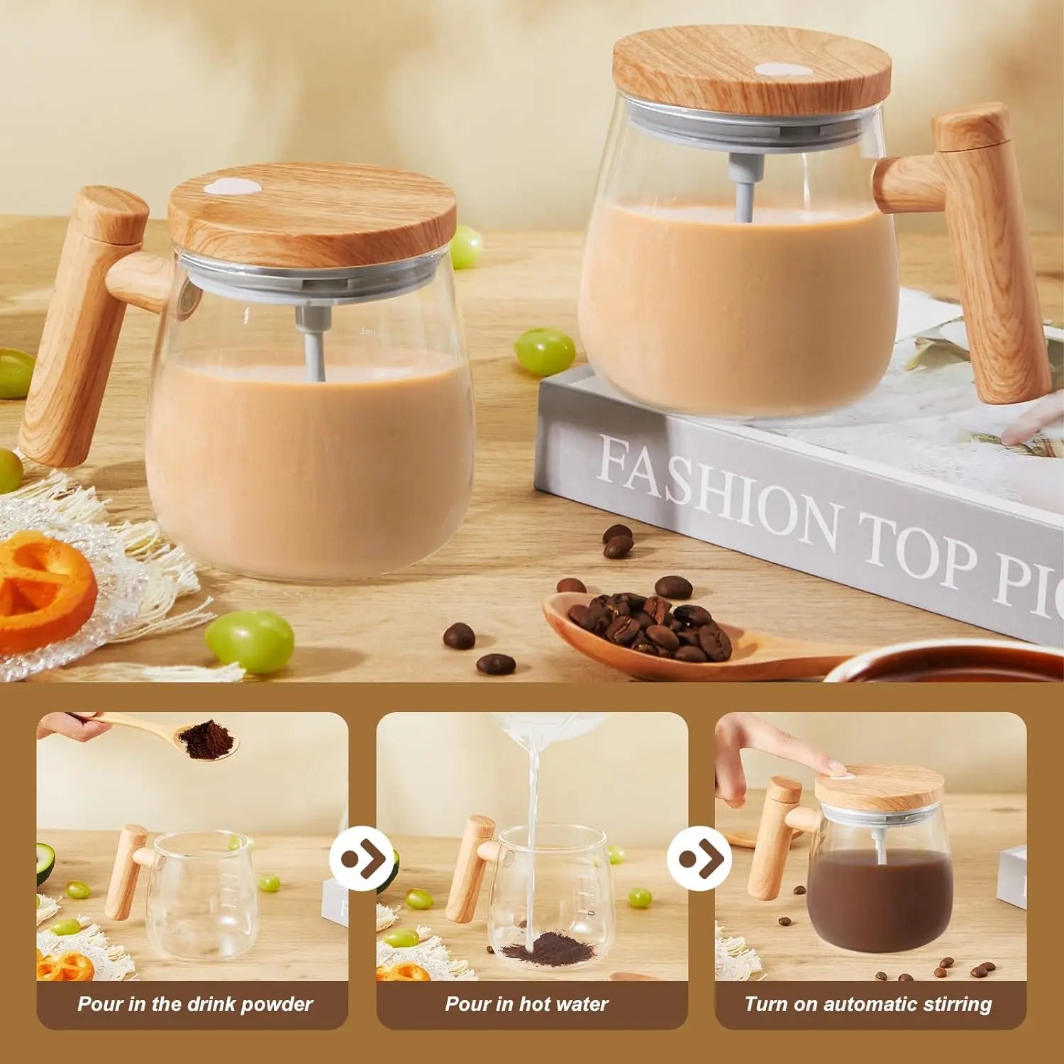 400ML Self Stirring Mug 7000RPM Electric High Speed Mixing Mug With Waterproof Automatic Mix Cup for Coffee Milk Protein Powder Peaceful Pleasures Health and Wellness