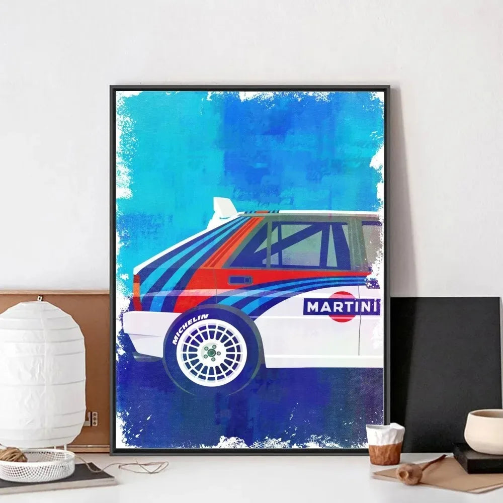 Martini Racing Retro Poster Canvas Painting Bar Retro Poster Mural Modern Home Living Room Bedroom Study Decorative Art Peaceful Pleasures Health and Wellness S 20x30cm Unframed