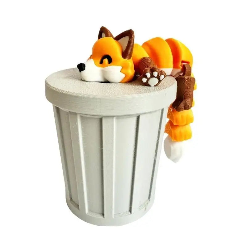 Gray Raccoon Articulated Figurine & Trash Can Stress Toy