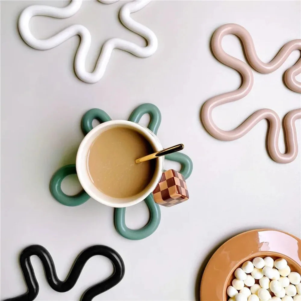 Geometrical Heat Resistant Silicone Mat Drink Cup Coasters Non-slip Pot Holder Table Placemat Kitchen Accessories Coasters Pads Peaceful Pleasures Health and Wellness