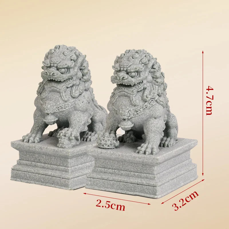 A pair of lucky and wealthy stone carvings of lions, Chinese feng shui qilin ornaments, home bar ornaments, desktop mascots Peaceful Pleasures Health and Wellness Small Size