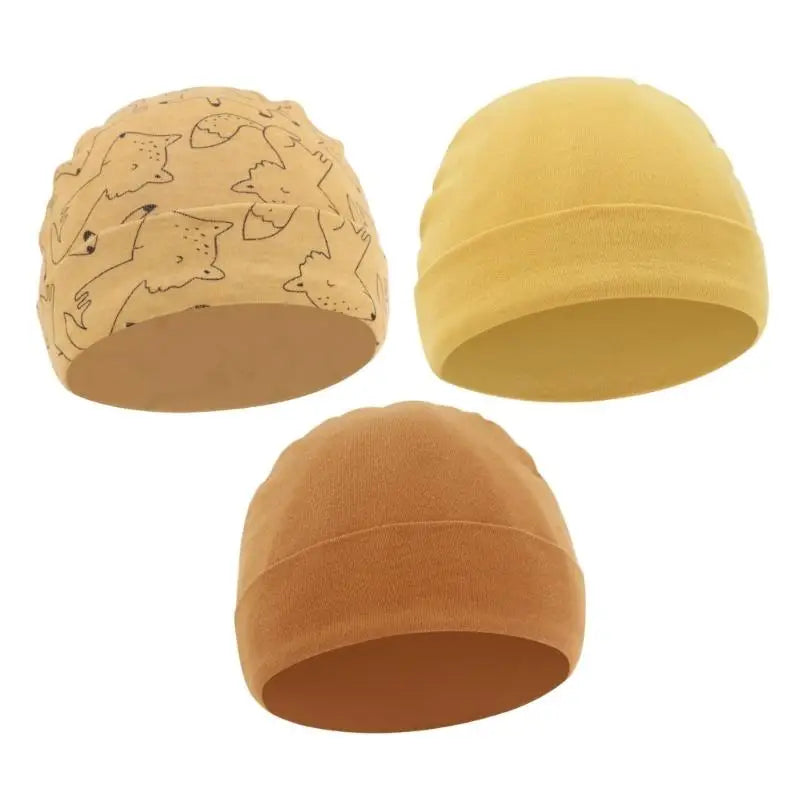 3-Pack Soft Cotton Baby Hats | Newborn Caps 0–6 Months