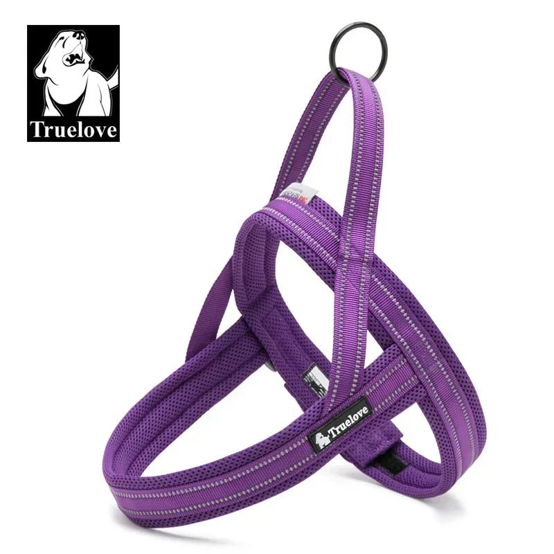 Truelove Soft Mesh Padded Nylon Dog Harness Vest 3M Reflective Security Dog Collar Easy Put on Pet Harness Pull-resistan TLH5811 Peaceful Pleasures Health and Wellness purple XS