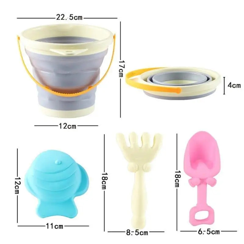 Kids Collapsible Sand Bucket Set with Shovel & Moulds