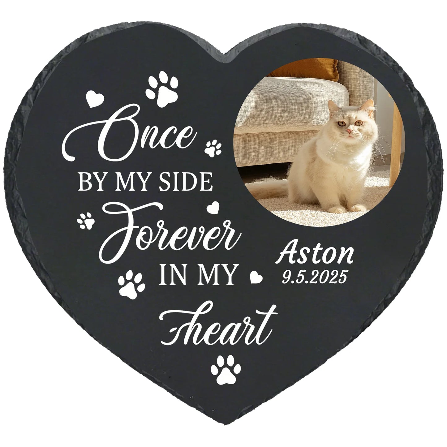 Personalized Pet Memorial Stone,Custom Cat Grave Marke Plaque With Photo&Name,Garden Slate Tombstone Pet Loss Remembrance Gift Peaceful Pleasures Health and Wellness No Stand-4 4inch