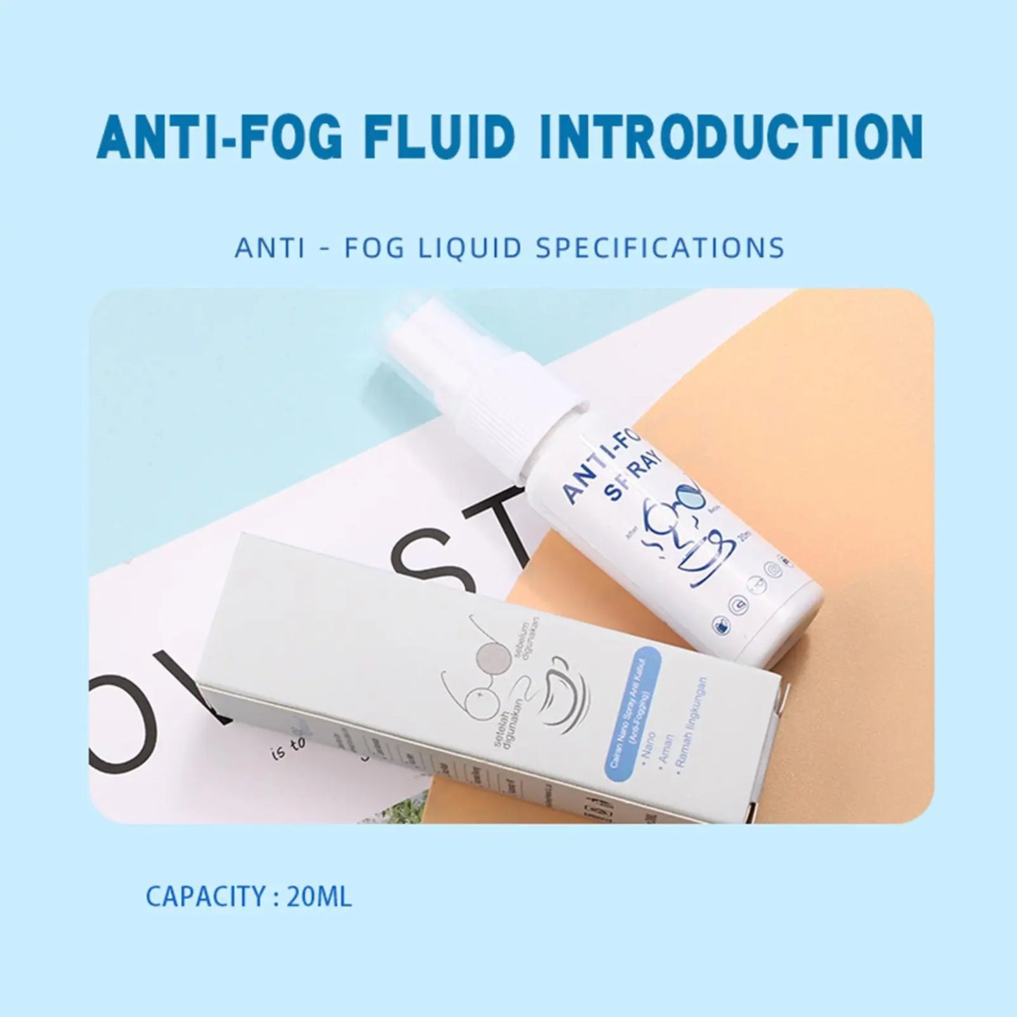 Anti-Fog Spray 20ml – Goggles, Glasses & Windshield Defogger