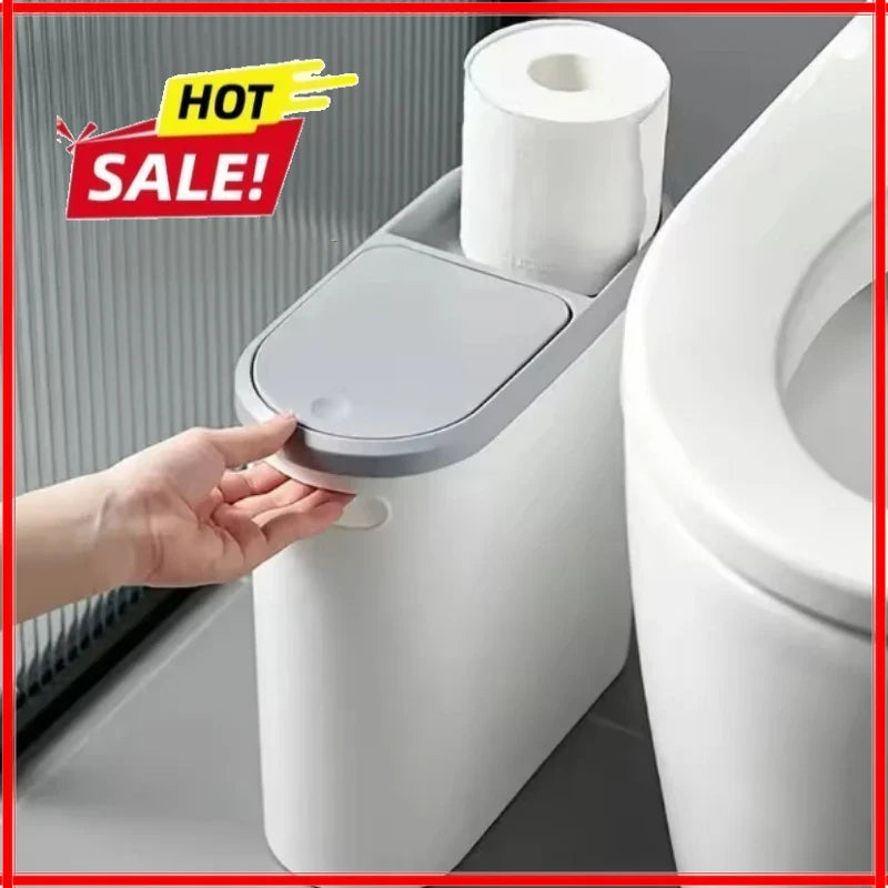 10L Silent Slim Bathroom Trash Can | Space-Saving Gap Bin