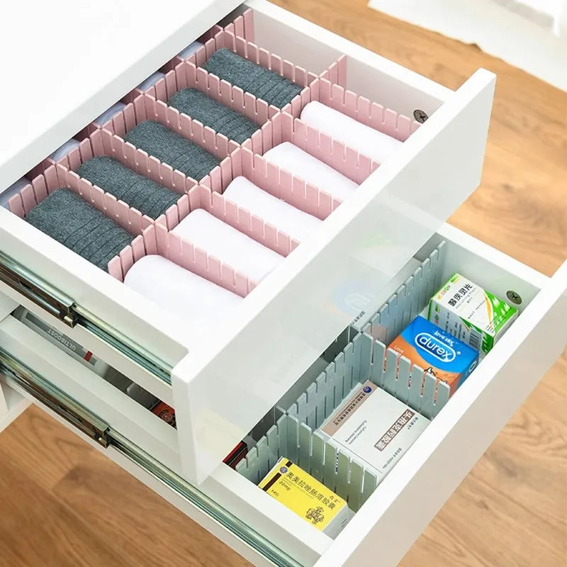 4/8 Pieces Adjustable Drawer Divider Partition Durable Storage Cosmetic Socks Underwear Drawer Clothes Organizer Cabinets Peaceful Pleasures Health and Wellness