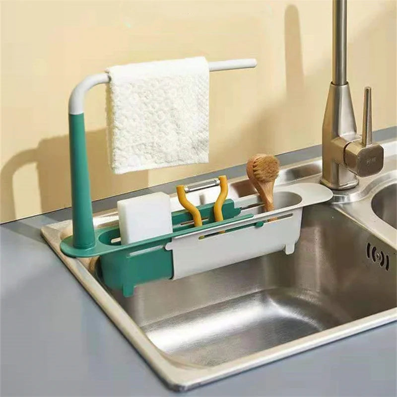 Expandable Sink Caddy Drain Basket | Sponge & Soap Organizer