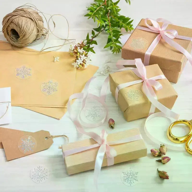 500 Transparent Snowflake Christmas Stickers – Gift & Baking
