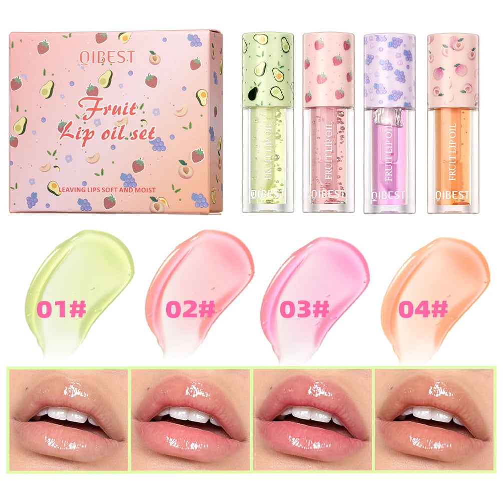 QIBEST Lip Oil Balm Set Glossy Lip Gloss Moisturizing Makeup Tinted Lip Plumping Mirror Lip Glaze Lip Glow Oil Lips Cosmetic Kit Peaceful Pleasures Health and Wellness Lip Balm Oil