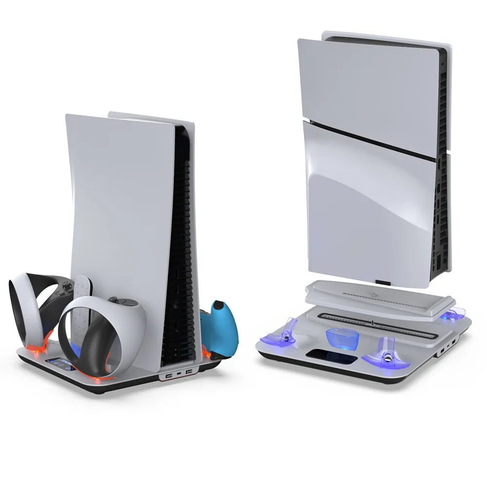 Multi-Function Cooling Base For PS5 Slim Console Multi-Functional Cooling Dock For Sony VR2 Grip Charger + Headset Hanger Peaceful Pleasures Health and Wellness