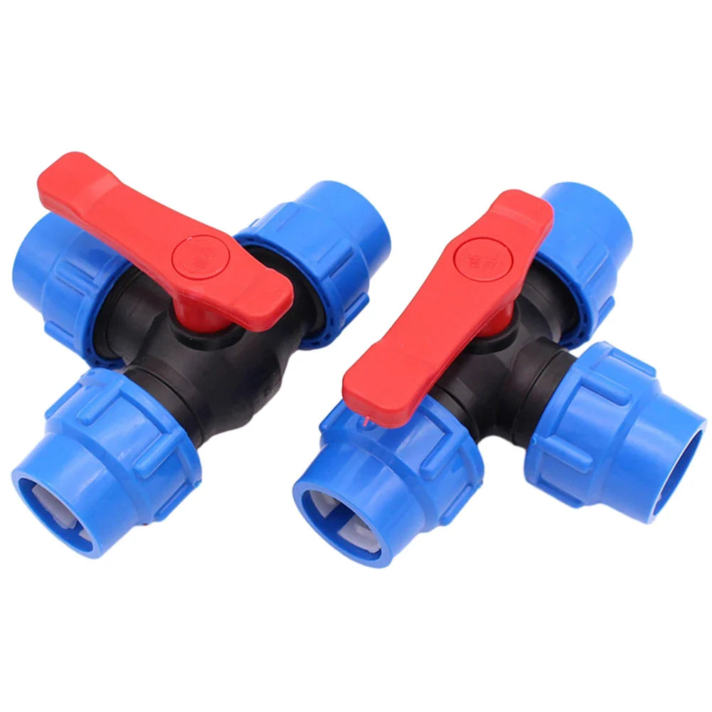 PE 3-Way Ball Valve 20–50mm | Quick-Connect Irrigation Fitting