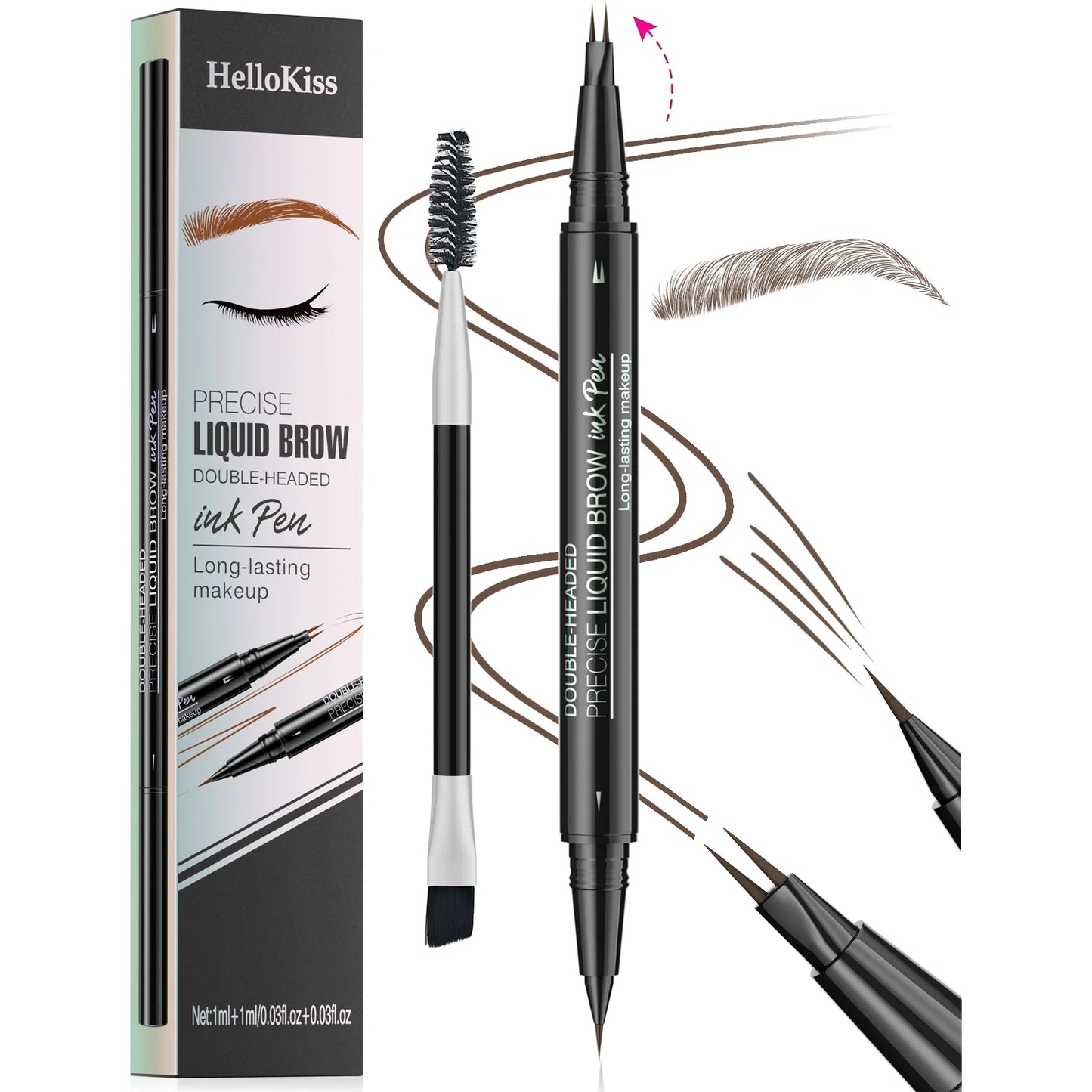Hello Kiss 2-in-1 Microblading Eyebrow Pen | Waterproof Brow Pencil