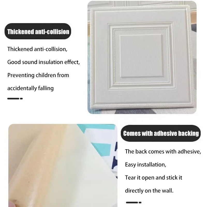 3D Peel-and-Stick Foam Wall Panels – Waterproof 35x35cm