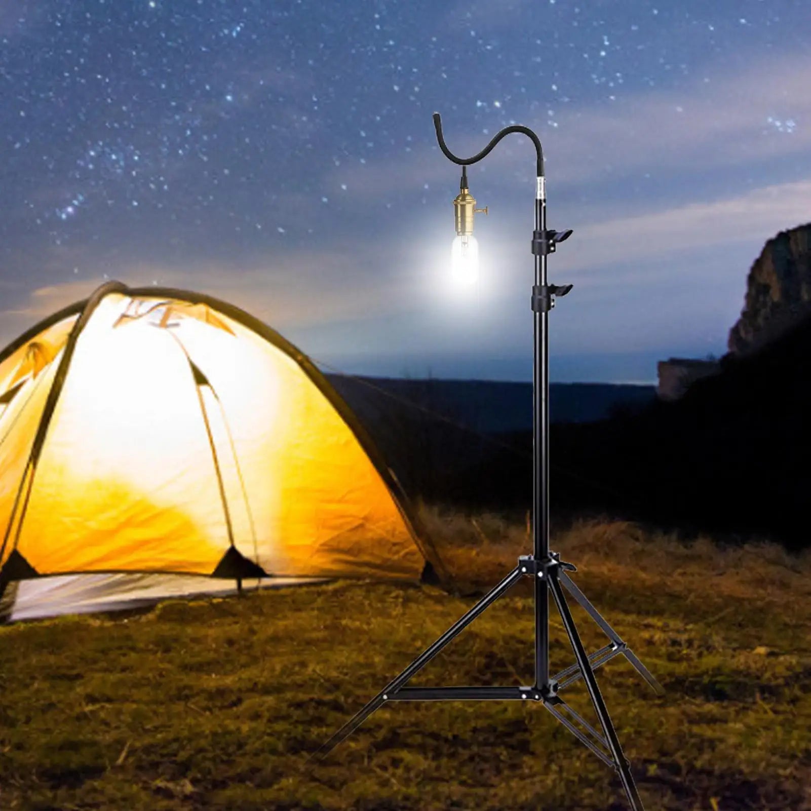 2m Light Stand Folding Telescoping Tripod Adjustable Lightweight Aluminium Floor Lamp Holder Tripod Outdoor Camping Accessories Peaceful Pleasures Health and Wellness