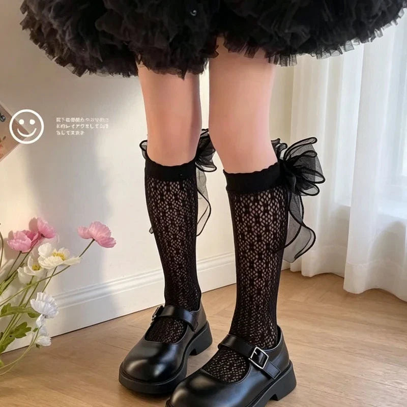 Girls Lace Ruffle Knee High Socks – Breathable Princess Stockings