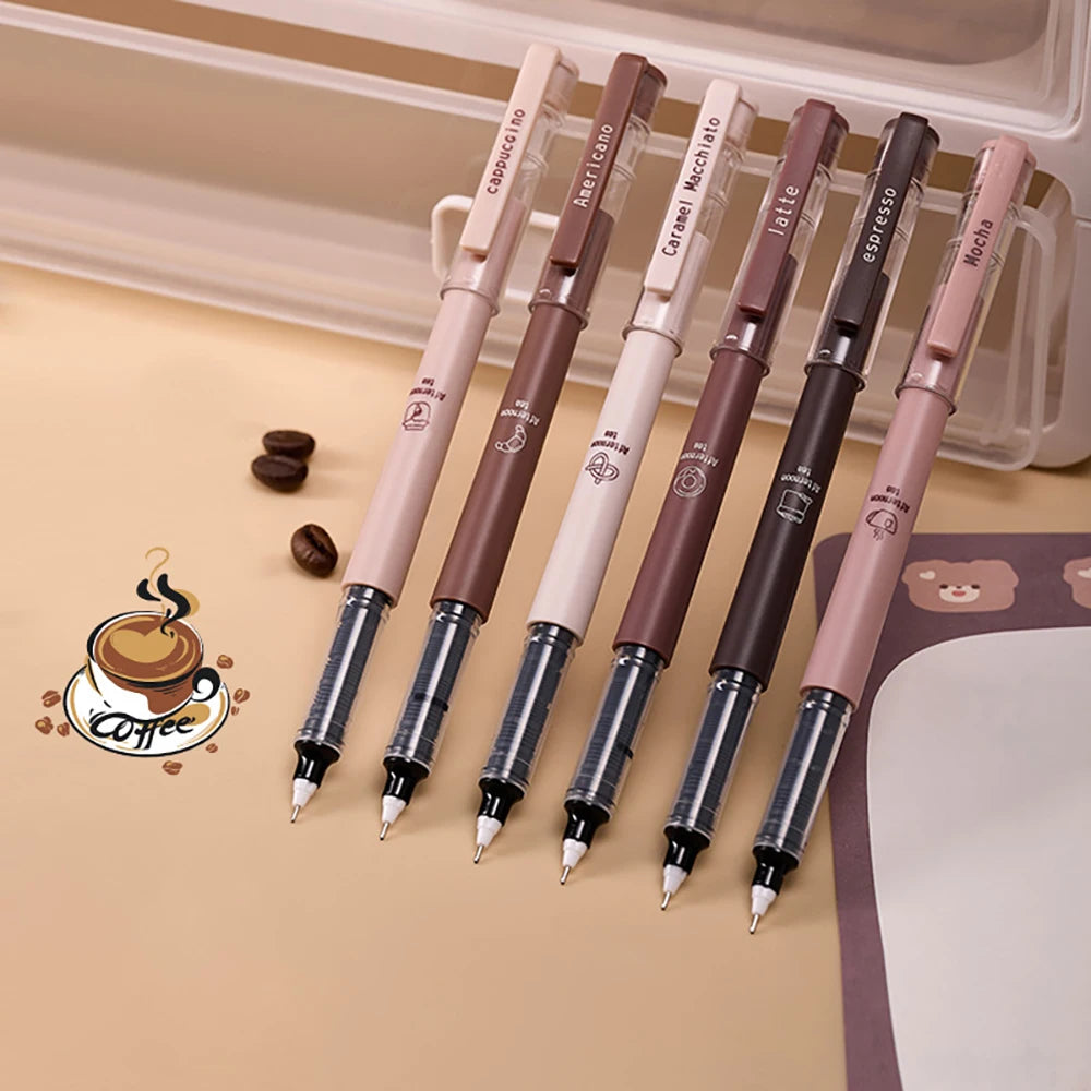 Coffee Themed Liquid Quick Drying Gel Pens Anti Smudging Soft Pen