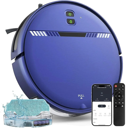 2-in-1 Robot Vacuum and Mop with WiFi, Voice Control, Self-Charging, Ideal for Hard Floors and Pet Hair Peaceful Pleasures Health and Wellness United States