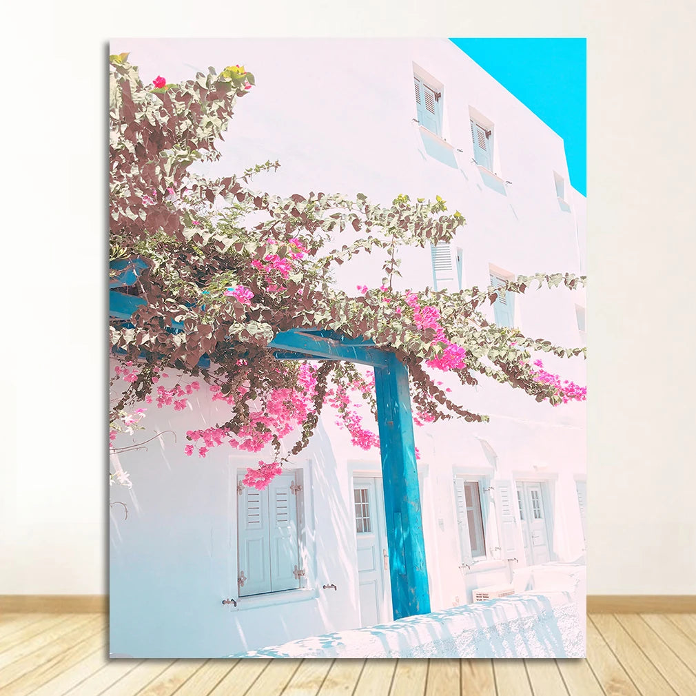 Greek Island Santorini Minimalist Canvas Wall Art | Travel Poster