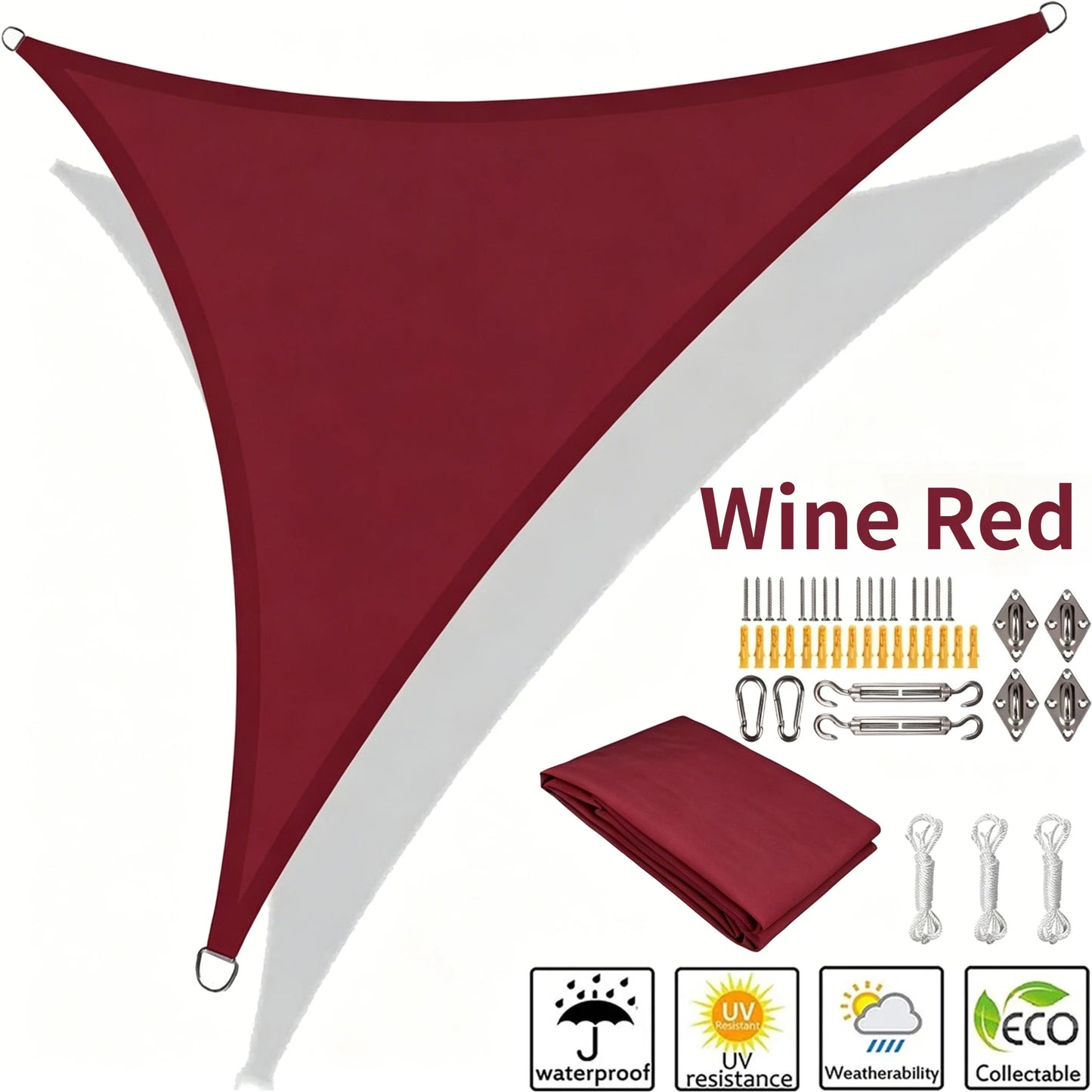 Waterproof Triangle Shade Sail UV Canopy 5x5x5 / 5x5x7M
