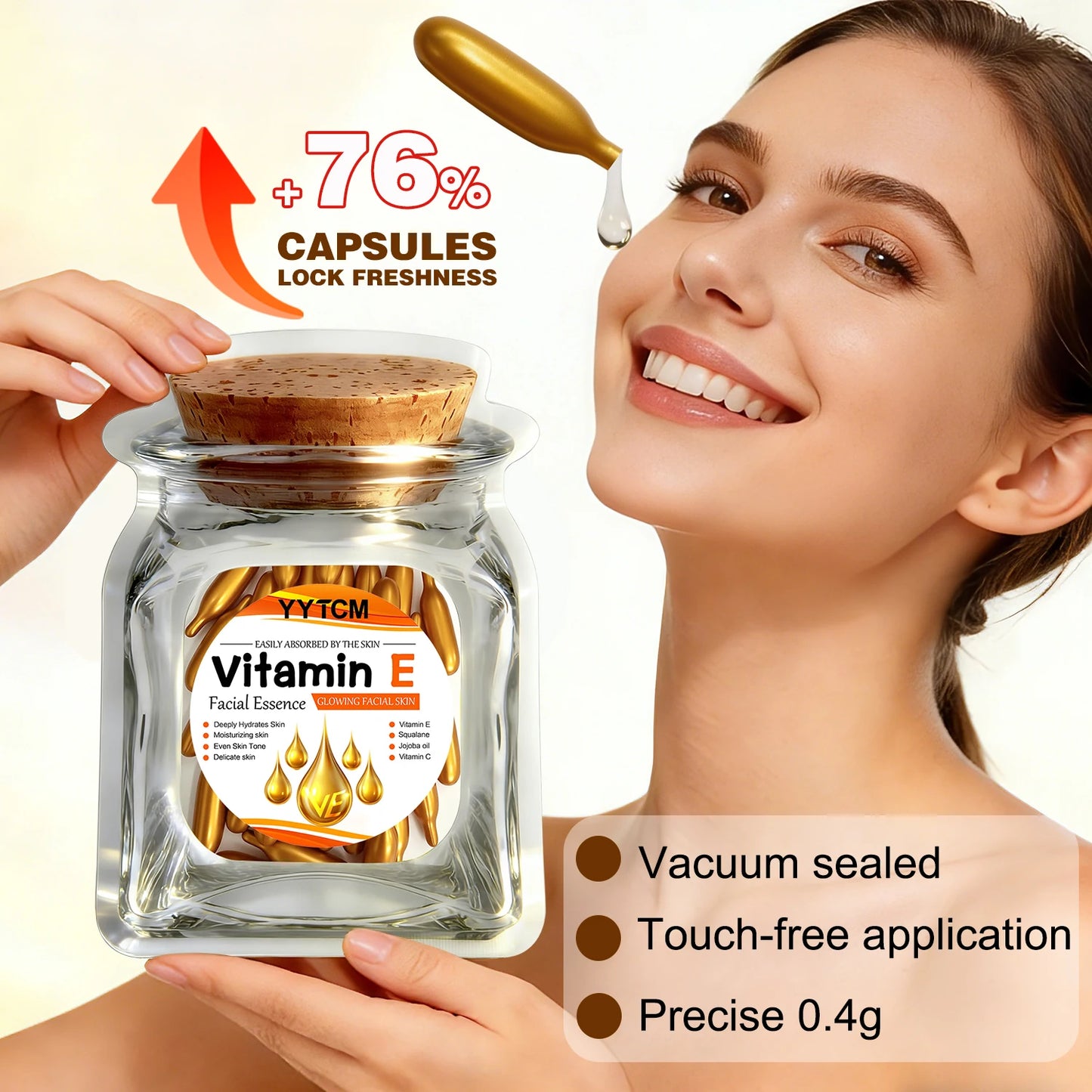 Vitamin E Deep Moisturizing Capsule Essence–Hydrates Smooths Skin. Formulated Squalane Vitamin 18/30/48/60/90/180 Capsules Peaceful Pleasures Health and Wellness