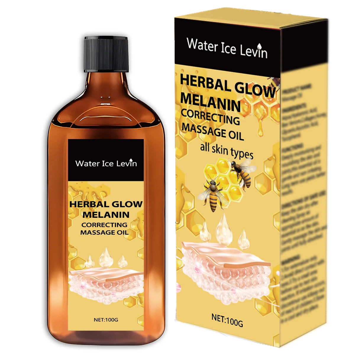 Herbal Glow Melanin Correcting Oil | Bee Venom & Vitamin C Brightening Face Oil Peaceful Pleasures Health and Wellness YELLOW 100g