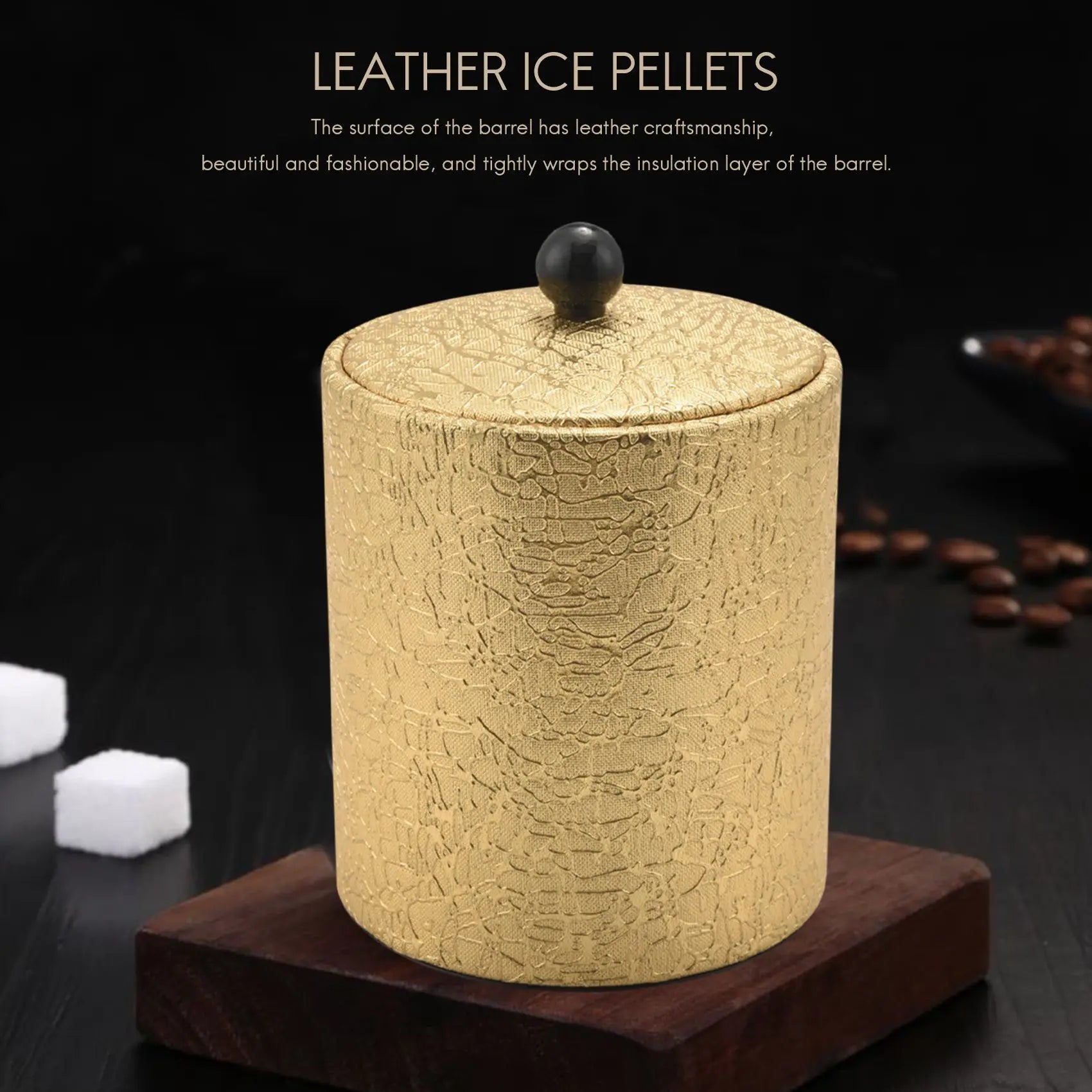 A36T-1.3L Stainless Steel Ice Bucket Leather Ice Bucket European Style Wine Red Wine Bar KTV Supplies Champagne Bucket Peaceful Pleasures Health and Wellness