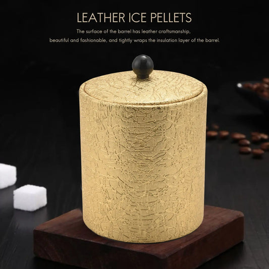 A36T-1.3L Stainless Steel Ice Bucket Leather Ice Bucket European Style Wine Red Wine Bar KTV Supplies Champagne Bucket Peaceful Pleasures Health and Wellness