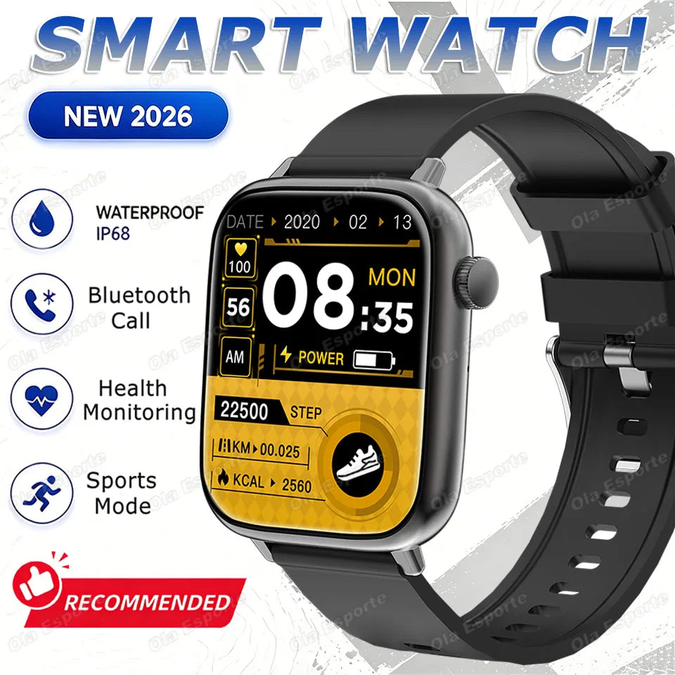 2026 New Full Touch Screen Smart Watch For Men Women Gift 100+Sports Fitness Watch Bluetooth Waterproof Call Digital Smartwatch Peaceful Pleasures Health and Wellness Black 1