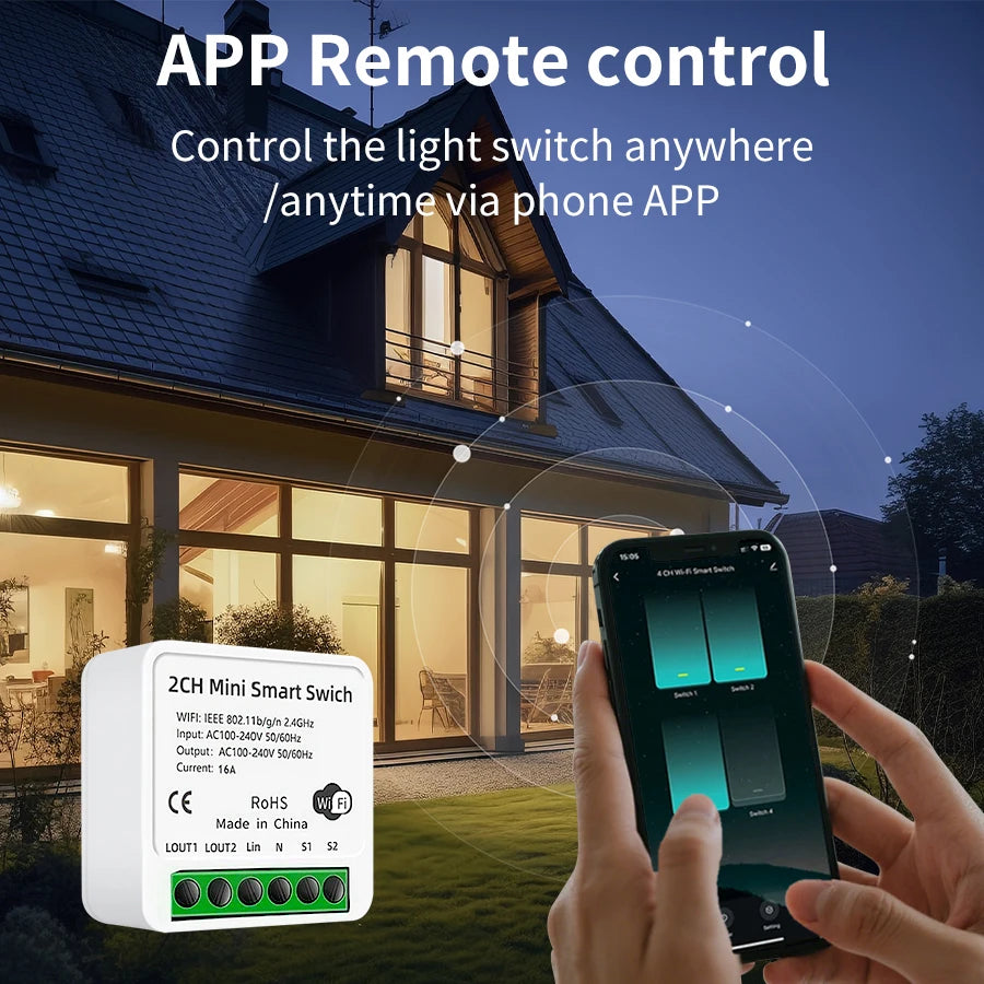 1/2CH Tuya WiFi Smart Switch 100-240V 16A Relay Breaker Works with Smart Life App Alexa Google Assistant Smart Automation Module Peaceful Pleasures Health and Wellness