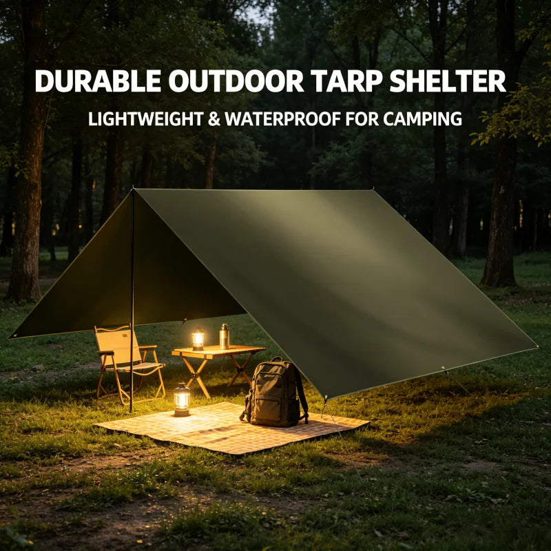Multifunctional Waterproof Camping Tarp Outdoor Shelter Rain Fly Sunshade Ground Mat Car Awning for Hiking Beach Picnic Peaceful Pleasures Health and Wellness
