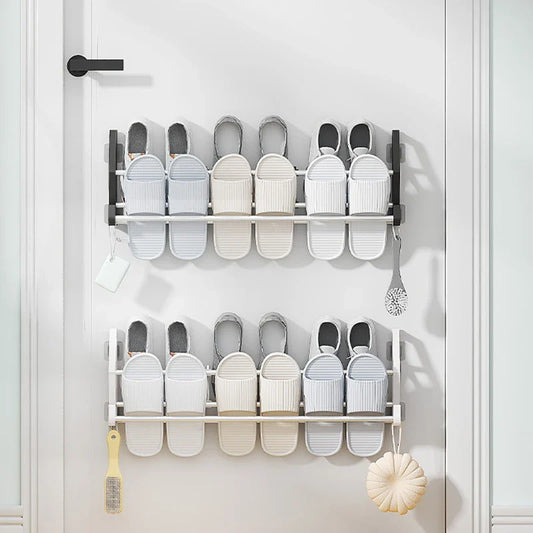 Wall-Mounted No-Drill Shoe Rack – Multi-Layer Slipper Organizer Wall-Mounted Shoe Rack Oasis Select