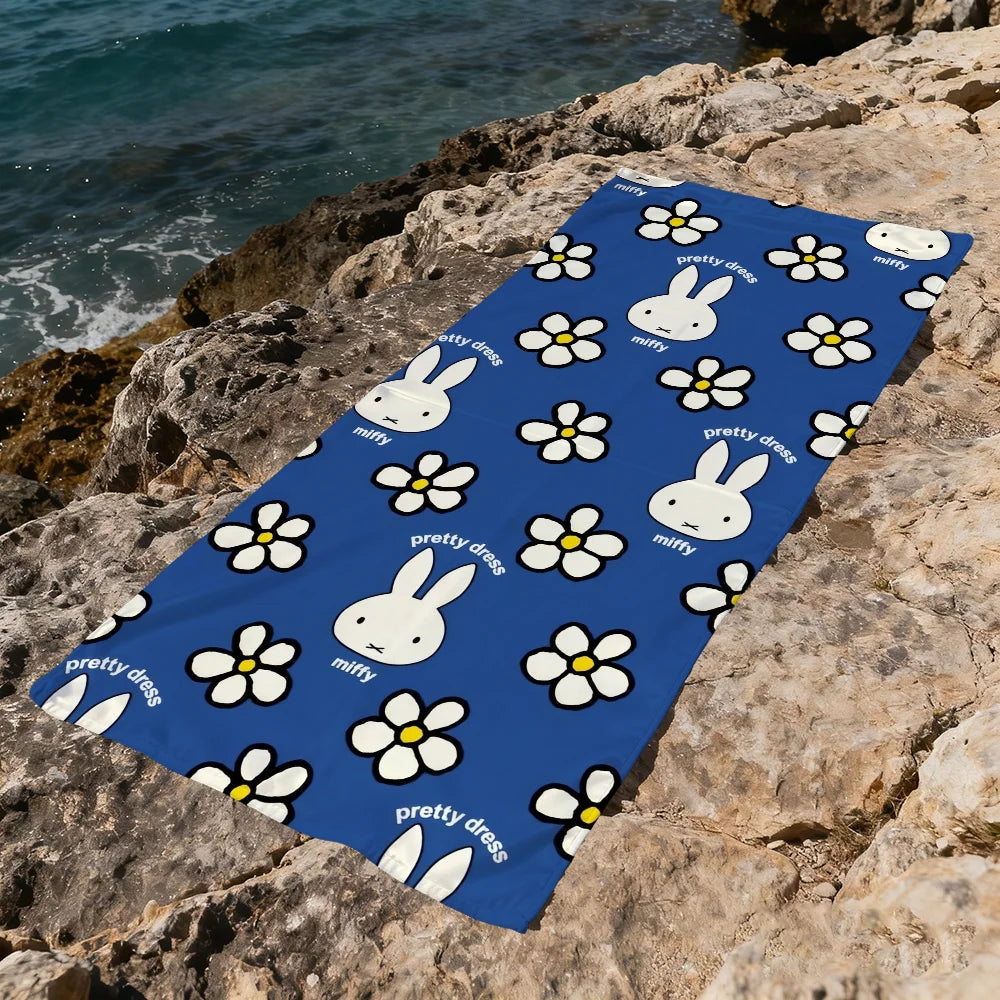 Miffy Cartoon Quick-Dry Beach Towel | Soft Pool & Travel Towel