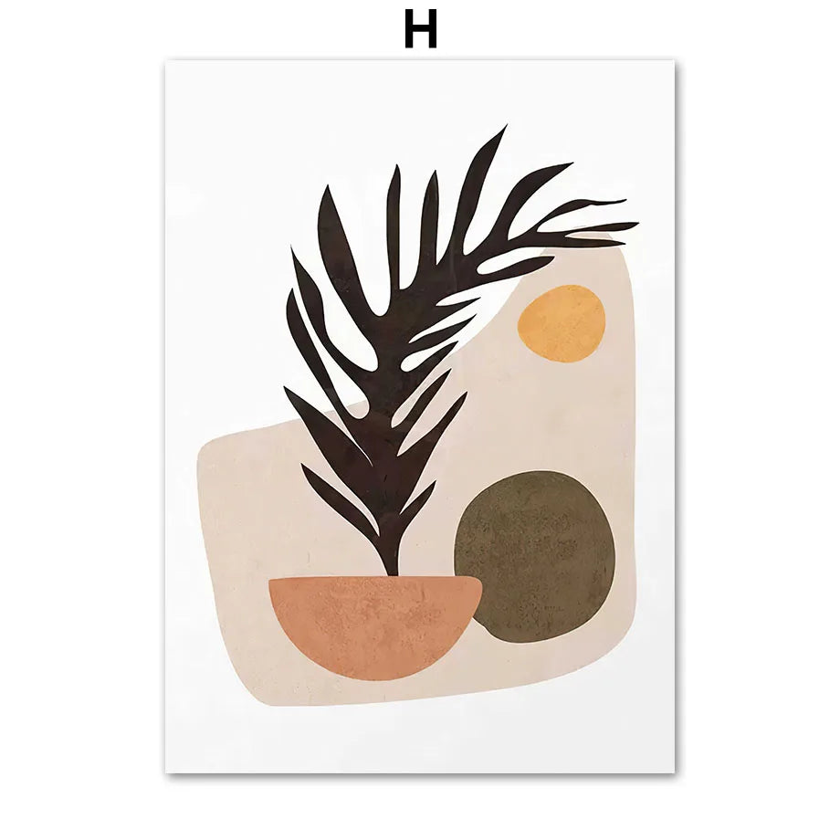 Boho Abstract Woman Canvas Wall Art | Minimalist Tropical Print