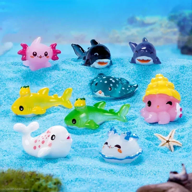 Mini Ocean Resin Animals Tiny Sea Animals Figurines Marine Miniature Animals Aquarium Ornaments Home Decorations fairy garden Peaceful Pleasures Health and Wellness