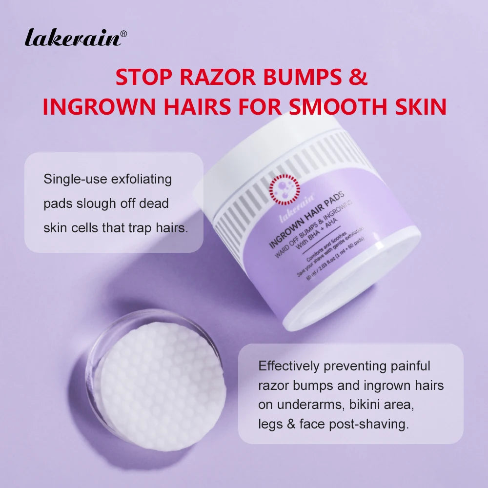 Ingrown Hair Care Pads Aftershave Treatment Powerful Gentle Formula Soothe Skin For Men & Women Underarms Bikini Area Face Neck Peaceful Pleasures Health and Wellness