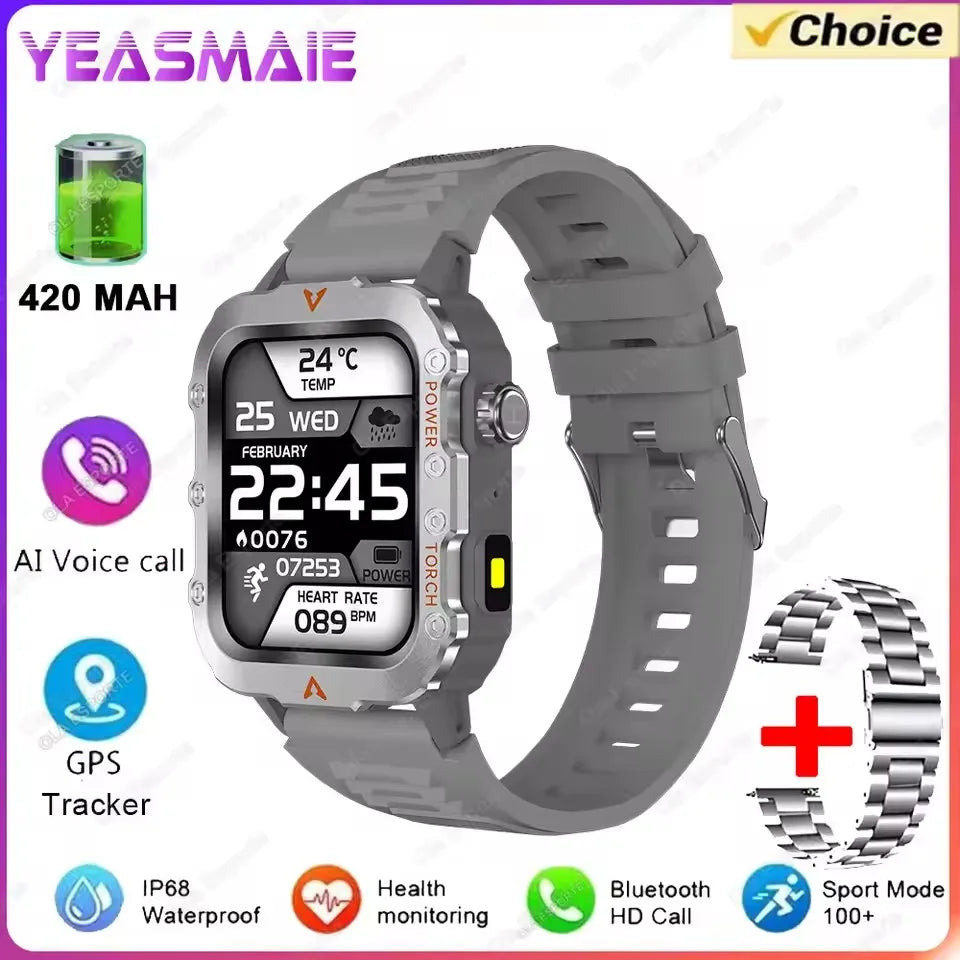 Men's Military Smartwatch – Bluetooth Call, GPS & Fitness Tracker