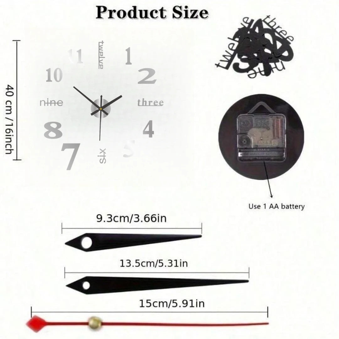 NEW Modern Design Large Wall Clock 3D DIY Quartz Clocks Fashion Watches Acrylic Mirror Stickers Living Room Home Decor Horloge Peaceful Pleasures Health and Wellness