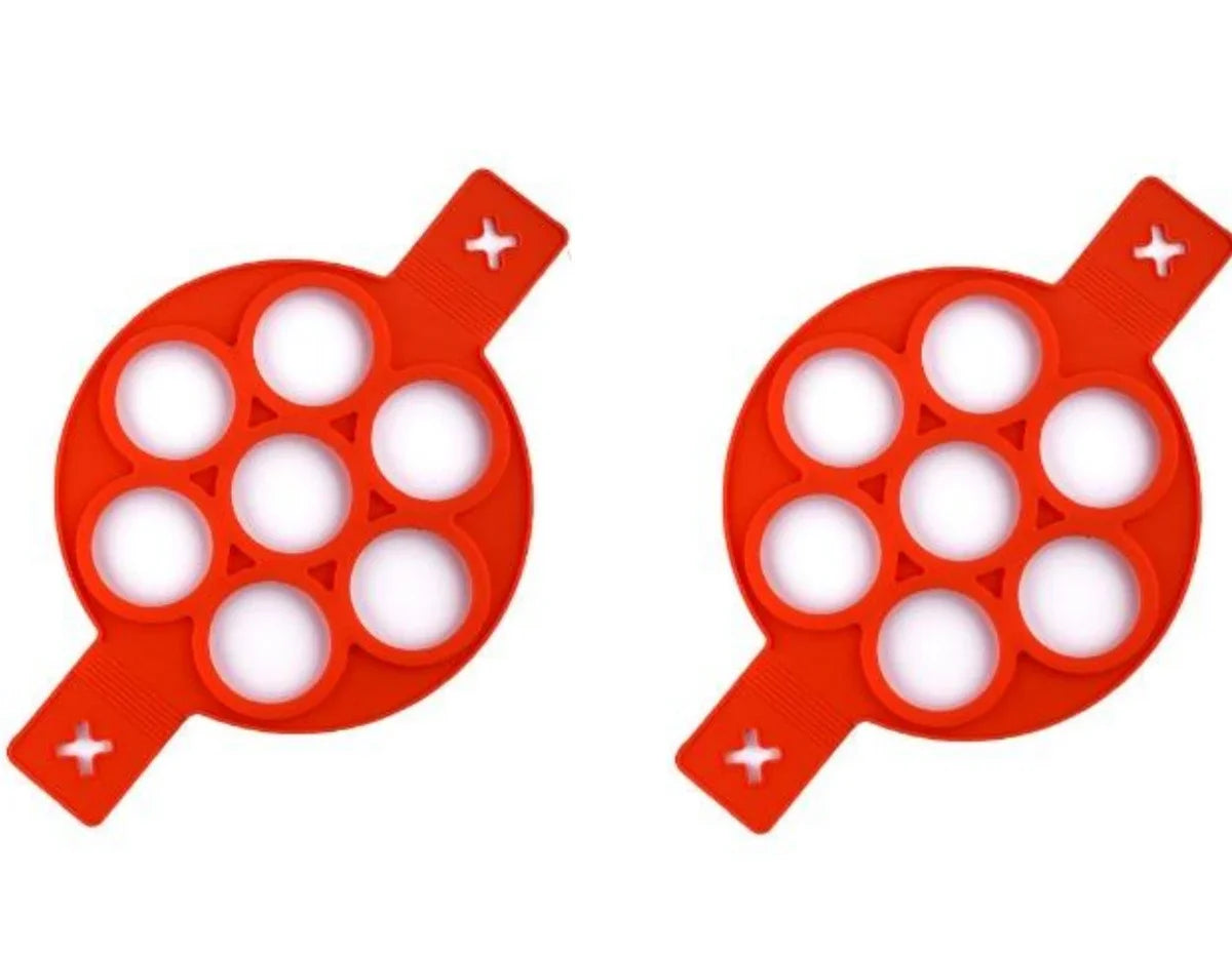 Silicone 7-hole Circular Frying Pan Breakfast Pancake Mold DIY Baking Tool Peaceful Pleasures Health and Wellness 2pcs