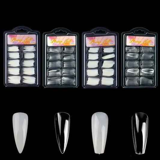 Short T shaped Full Cover Nails Tips, Natural Transparent Seamless Fake Nails, 100pcs box, Full Coverage Peaceful Pleasures Health and Wellness