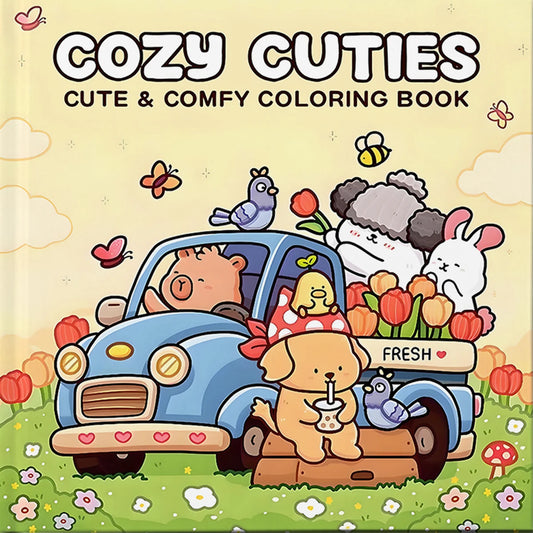 Cozy Cuties Comfy Coloring Book Adults Teens Kids Perfect Halloween Peaceful Pleasures Health and Wellness WHITE