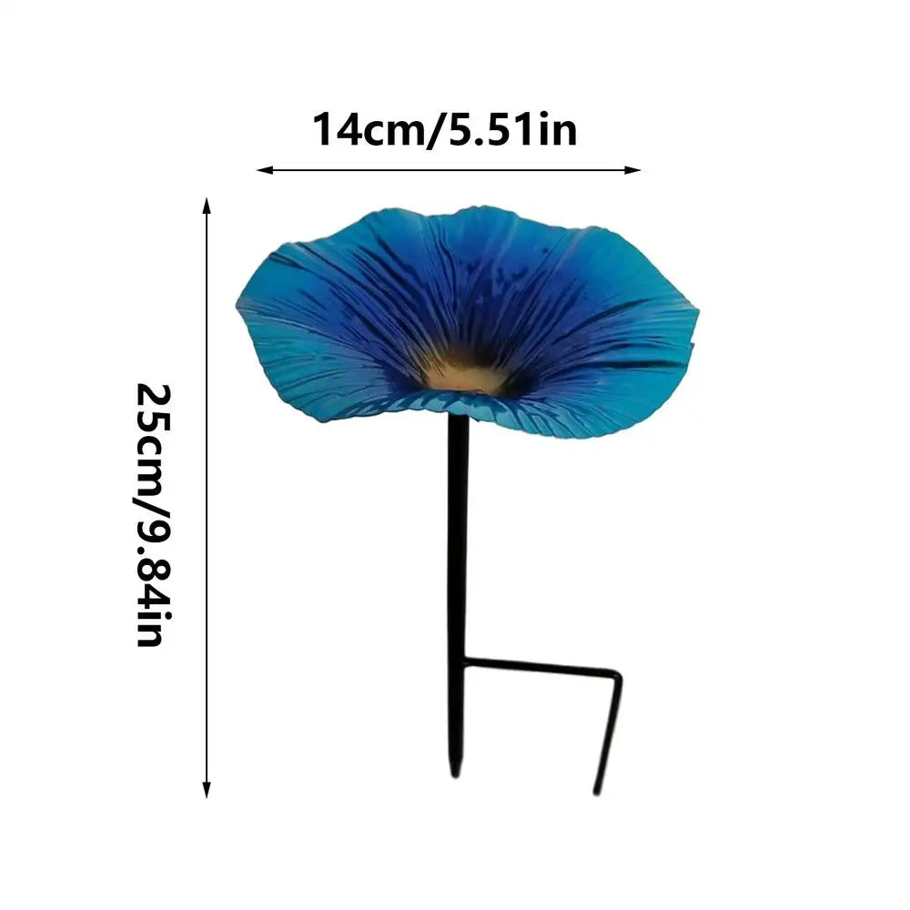 Flower Metal Bird Bath with Garden Stake & Removable Bowl