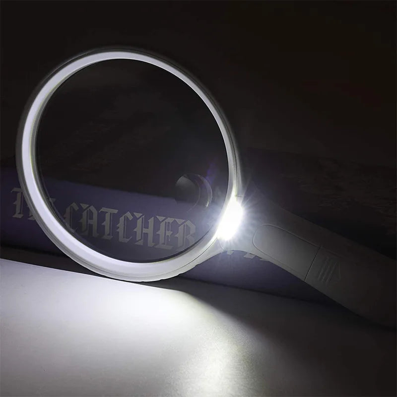 145Mm Magnifier Large Diameter Elderly Reading 4Led Magnifier Handheld Magnifier 10X Peaceful Pleasures Health and Wellness